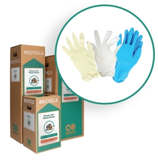 glove recycling boxes and latex gloves