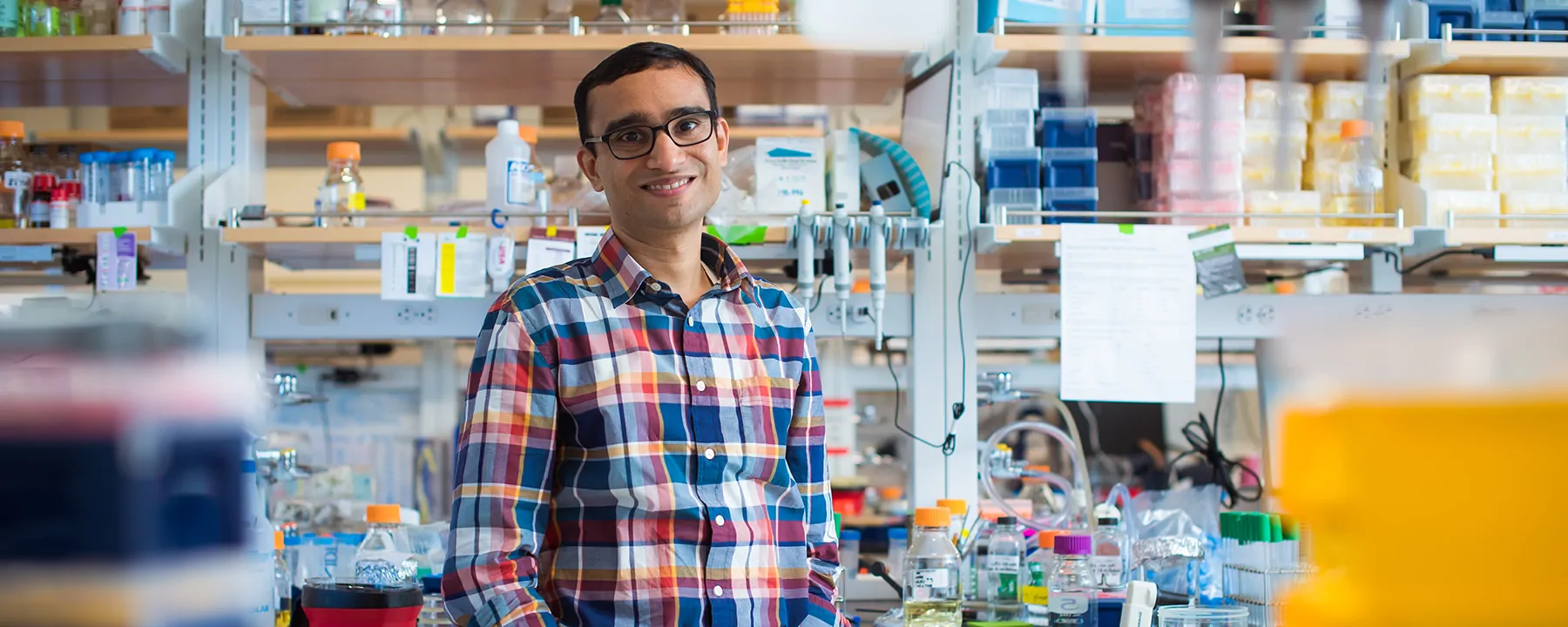 Ankur Jain in his lab