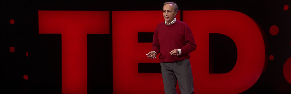 Screenshot from video of Roger Hanlon at TED talk.