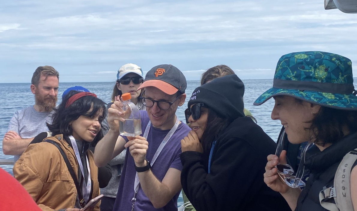 Journalists on a boat