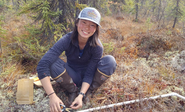 Ruby An collects samples near Toolik Field Station, Alaska