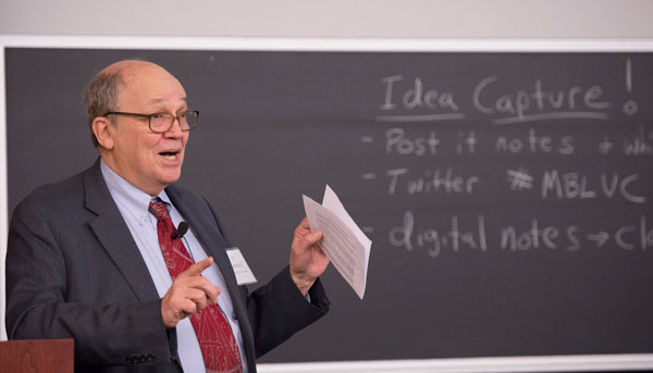 Bill Reznikoff, then MBL Director of Education, at a MBL-UChicago affiliation retreat in Chicago in 2014.