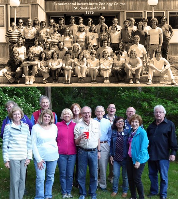 Members of Experimental Invertebrate Zoology ’76 then and now. Photo credit: Chis Earl (bottom).
