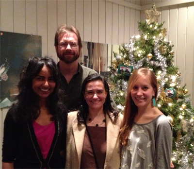 From left: Anupriya Dutta, her MBL advisor David Mark Welch, Linda Amaral Zettler of the MBL, and her advisee Susanna Theroux