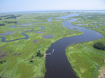 Aerial view of the Plum Island Ecosystems LTER site.