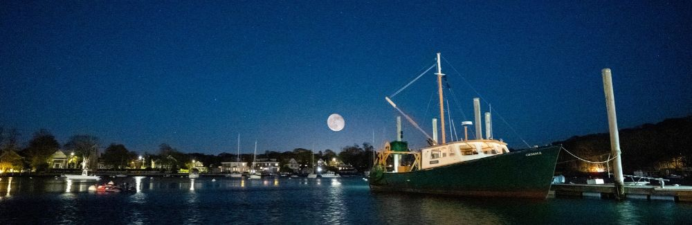 The research vessel Gemma at night