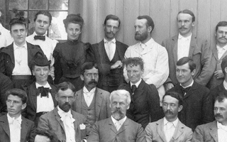 Investigators and faculty at the Marine Biological Laboratory in 1894 (crop). Photo by Baldwin Coolidge