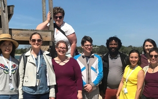 The 2018 Logan Science Journalism Fellows visit MBL's Stoney Beach.