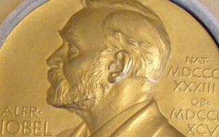 Thomas Hunt Morgan’s 1933 Nobel Prize in Physiology or Medicine on display in the MBL-WHOI Library.