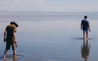 Researchers explore the waters of Mono Lake, looking for signs of life.