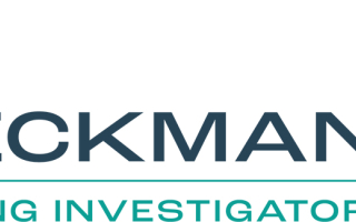Blue-green logo on a white background depicting a magnifying glass.
