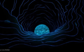 An illustration of a mine with water at the bottom