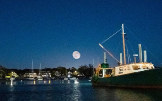 The research vessel Gemma at night