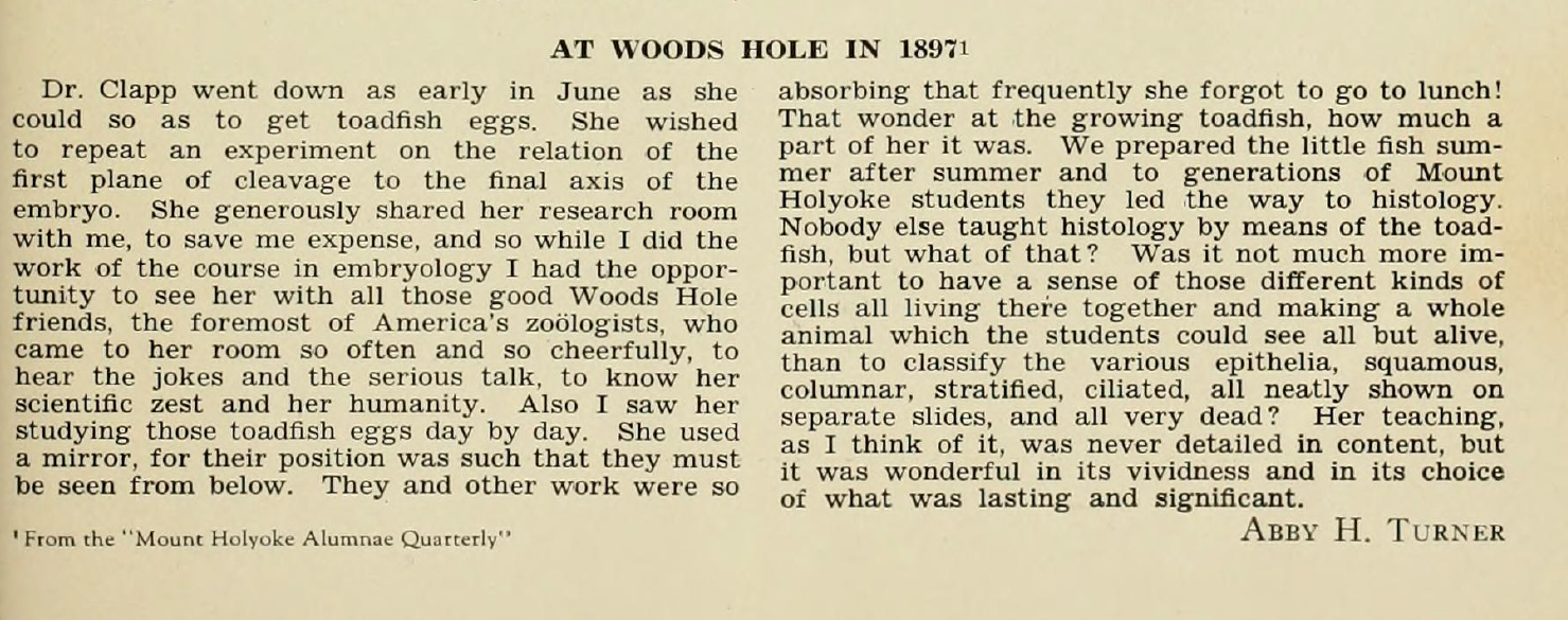 “At Woods Hole in 1897” – Abby Turner on Cornelia Clapp