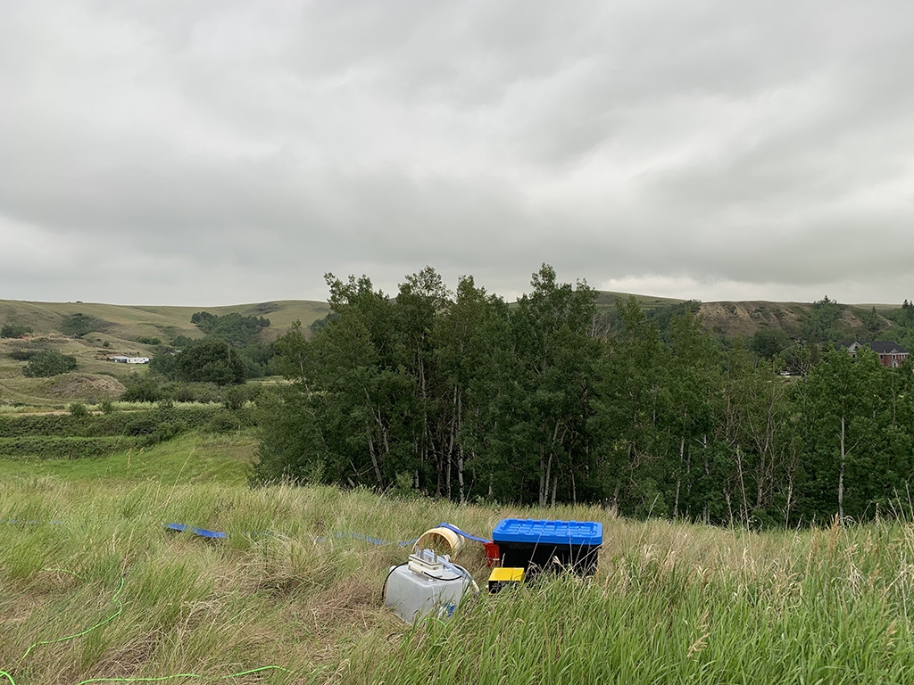 Groundwater sampling gear near Rosebud, Alberta