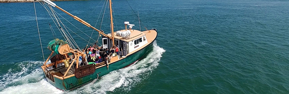Aerial shot of The Gemma research vessel