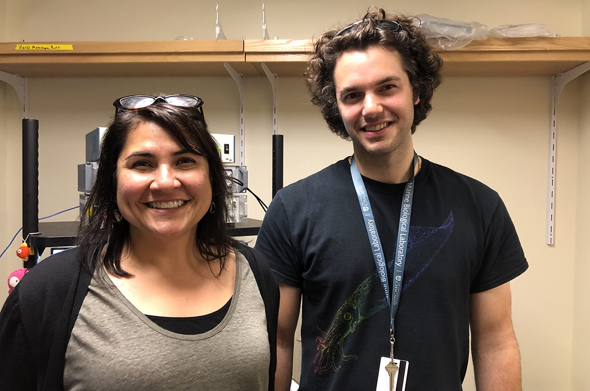 Bellono with then-MBL Neurobiology course director Diana Bautista (UC Berkeley) in 2019
