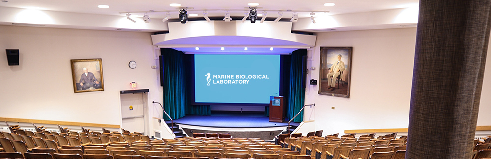 Empty Auditorium facing large screen.