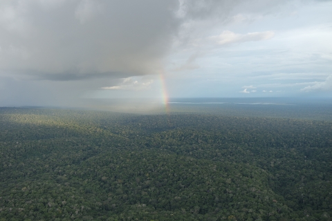 A rainbow over the Amazon Rainforest. Credit Isabella Hrabe de Angelis