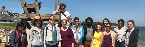 The 2018 Logan Science Journalism Fellows visit MBL's Stoney Beach.