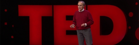 Screenshot from video of Roger Hanlon at TED talk.