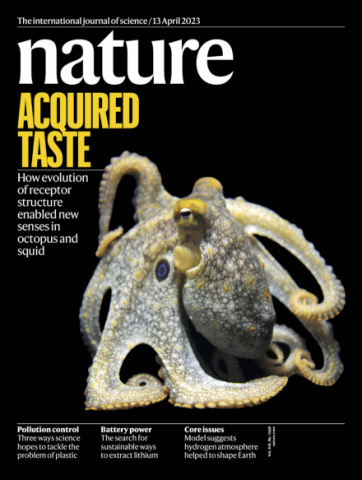 Nature magazine cover titled 'Acquired Taste" with Octopus.