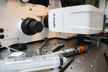 A microscope and tools
